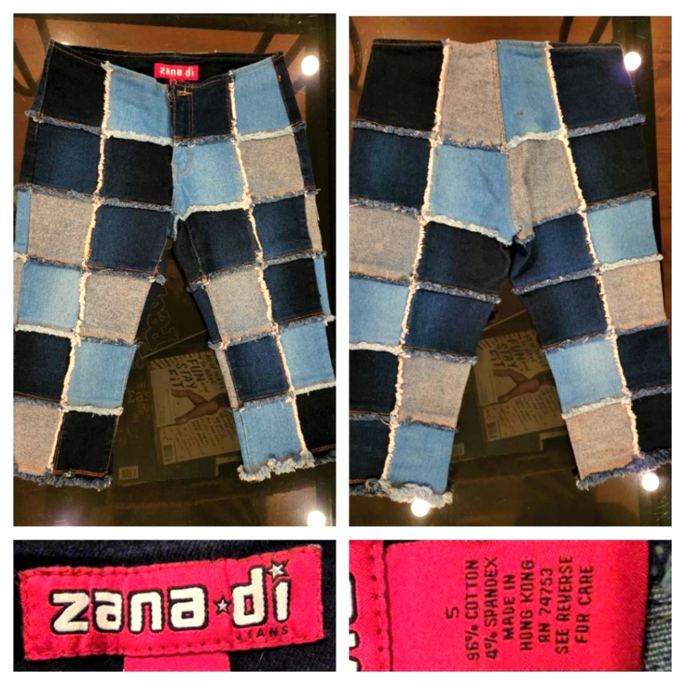 SOLD - Zana Di, Multi-Denim, Hippie-esque Capri Jeans, Size 5